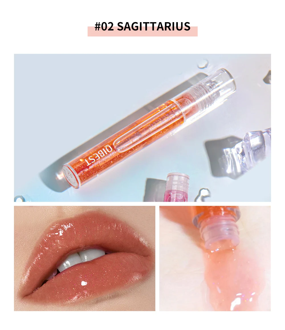 QIBEST Moisturizer Plumper Lip Gloss Long Lasting Transparent Lipgloss Base Watery Luster Glossy Lip Tint Waterproof Lips Makeup