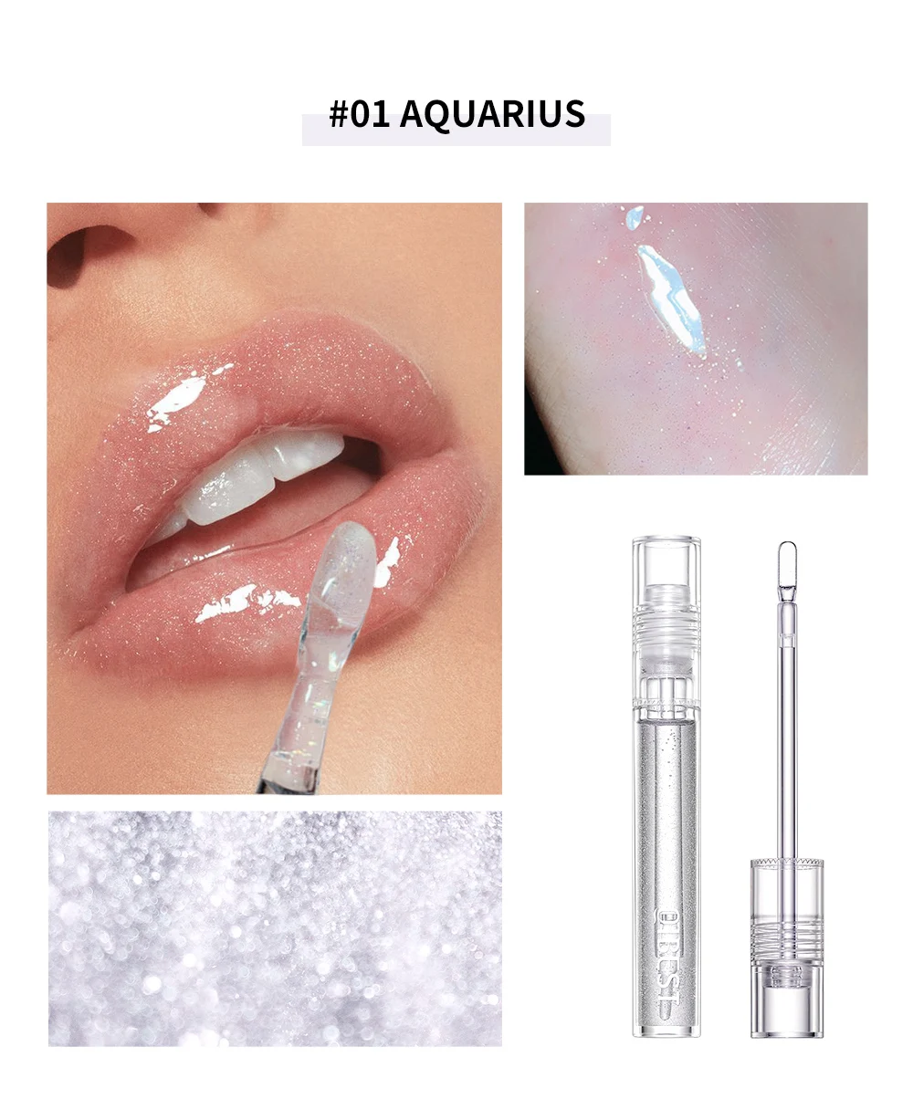QIBEST Moisturizer Plumper Lip Gloss Long Lasting Transparent Lipgloss Base Watery Luster Glossy Lip Tint Waterproof Lips Makeup