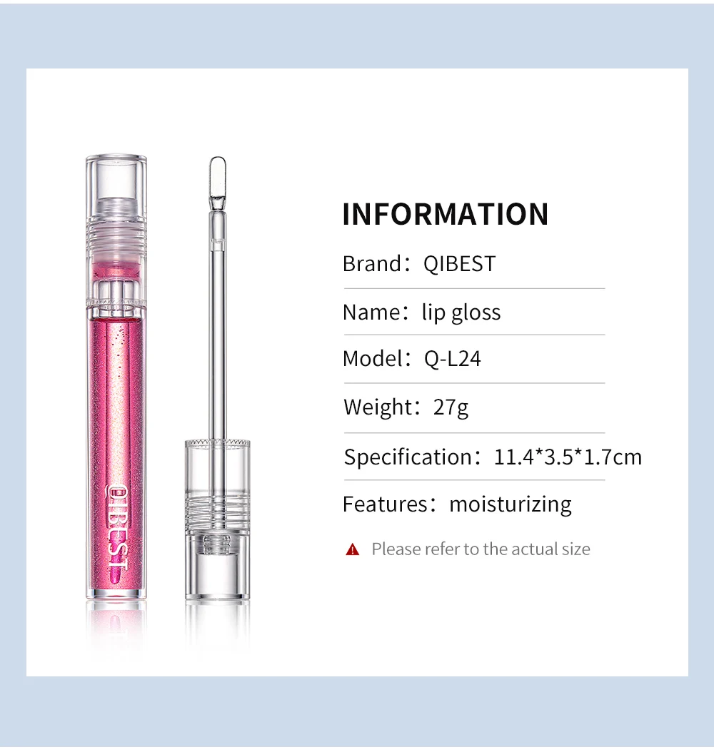 QIBEST Moisturizer Plumper Lip Gloss Long Lasting Transparent Lipgloss Base Watery Luster Glossy Lip Tint Waterproof Lips Makeup