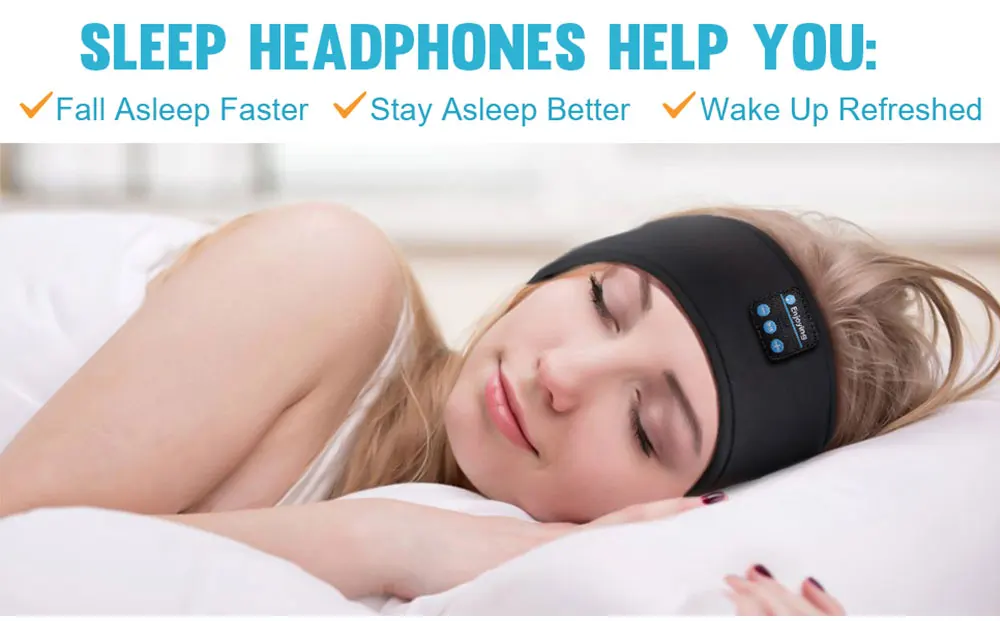 Sleep Eye Mask with Bluetooth 5.0 Headphones Soft Elastic Comfortable Headband ASMR Sleeping Band 10H Music