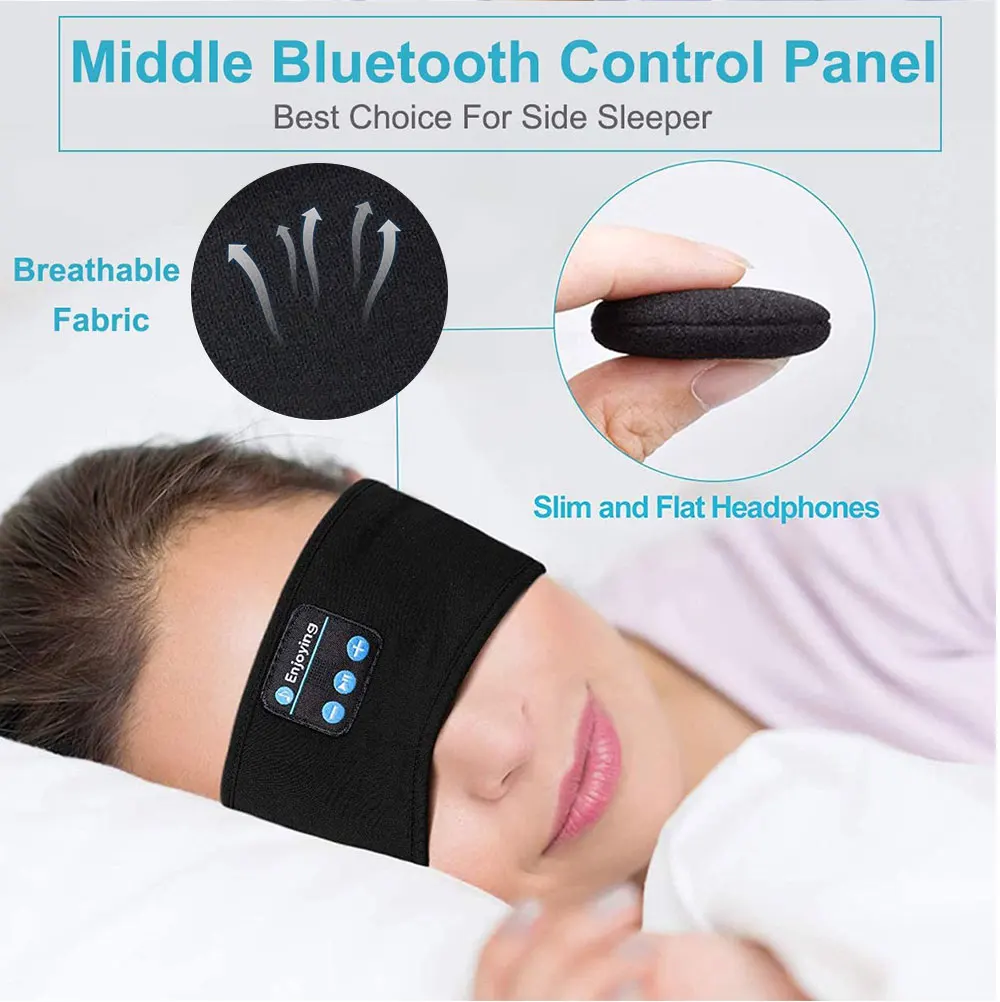 Sleep Eye Mask with Bluetooth 5.0 Headphones Soft Elastic Comfortable Headband ASMR Sleeping Band 10H Music