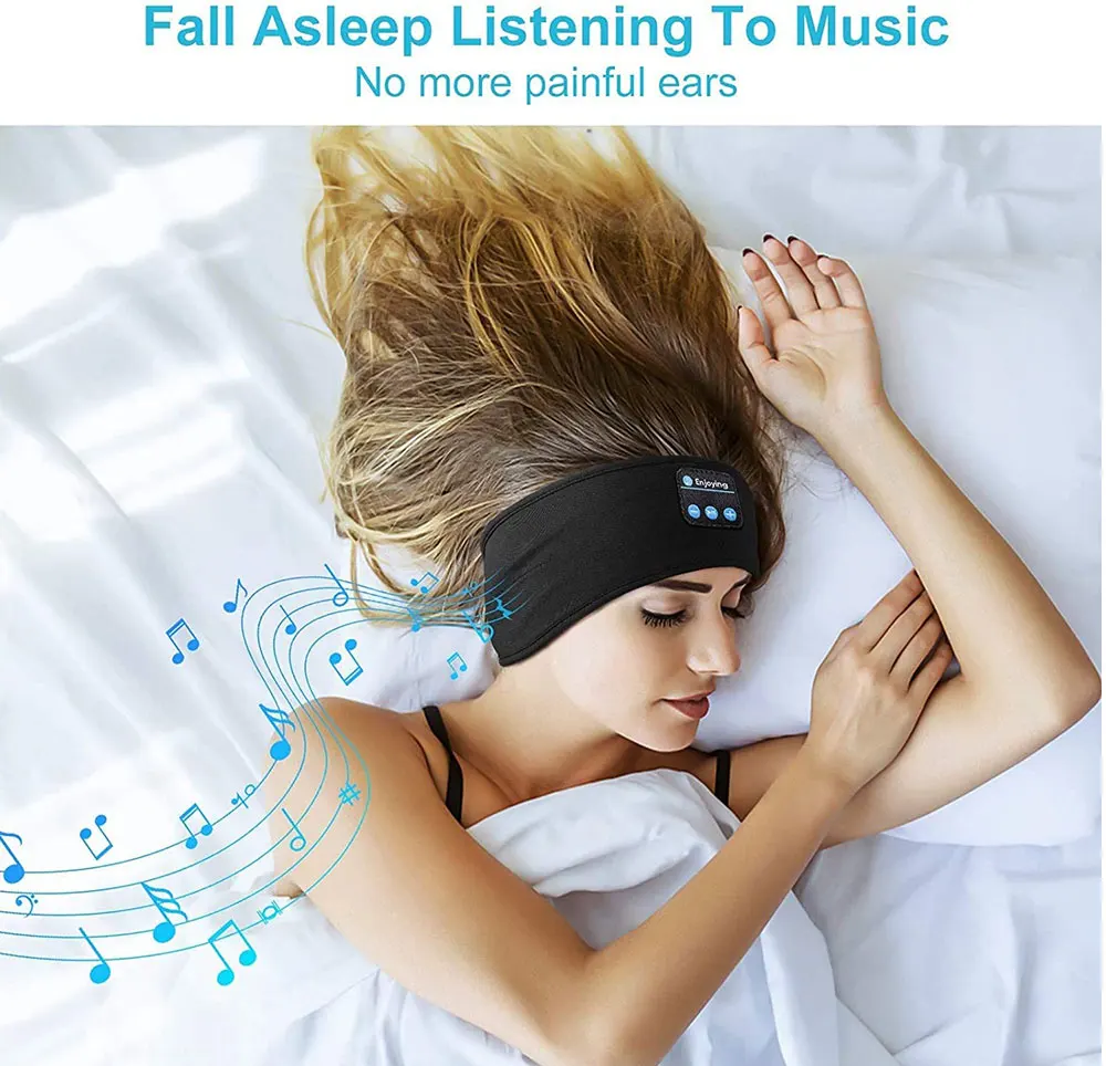 Sleep Eye Mask with Bluetooth 5.0 Headphones Soft Elastic Comfortable Headband ASMR Sleeping Band 10H Music