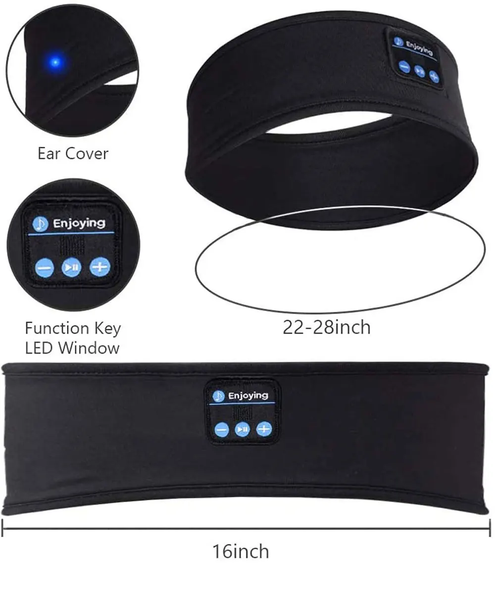 Sleep Eye Mask with Bluetooth 5.0 Headphones Soft Elastic Comfortable Headband ASMR Sleeping Band 10H Music