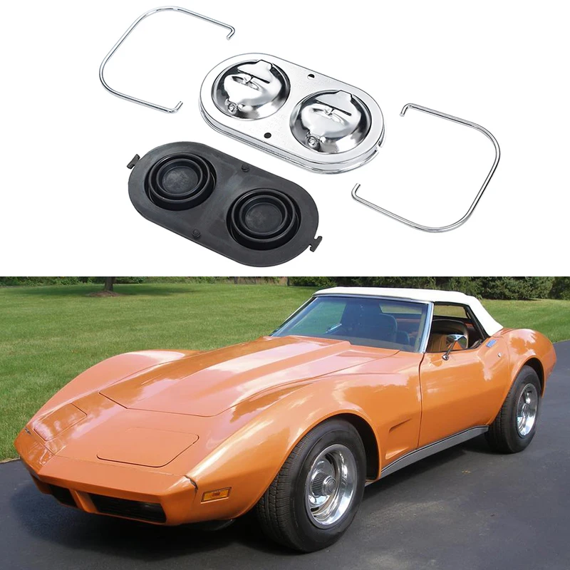 Car Chrome Steel Engine for Chevrolet Corvette 1967-1982 Master Cylinder Cover with Bails Gaskets Cap Replacement Accessories