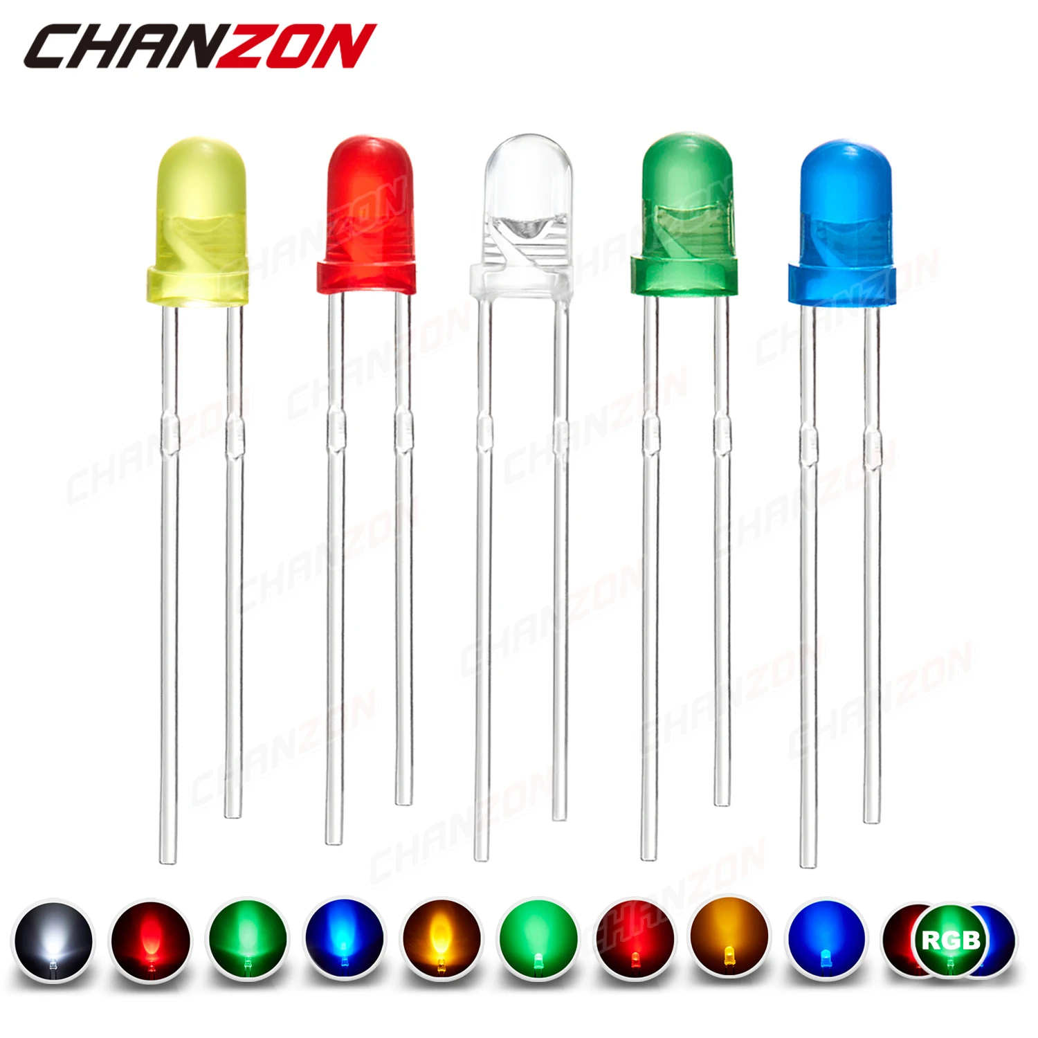 100 Pcs 3mm Led Diode Flashing White Red Green Blue Yellow Rgb Fast Slow Flash Diffused Clear Color Changing Light Emitting Lamp