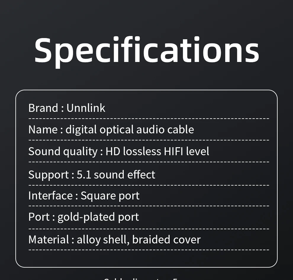 Unnlink SPDIF Optical Audio Cable Digital HIFI 5.1 Toslink Cable for TV Box PS4 Speaker Blu-ray Xbox 360 Amplifier Subwoofer