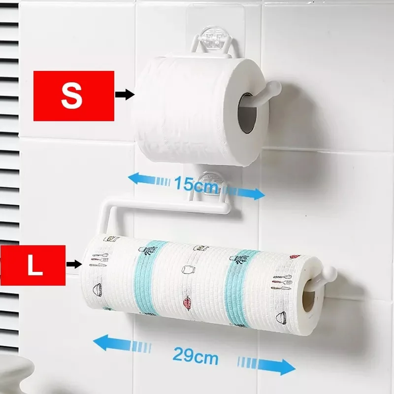 Punch Free Kitchen Paper Roll Holder Towel Hanger Rack Bar Cabinet Rag Hanging Bathroom Organizer Tools