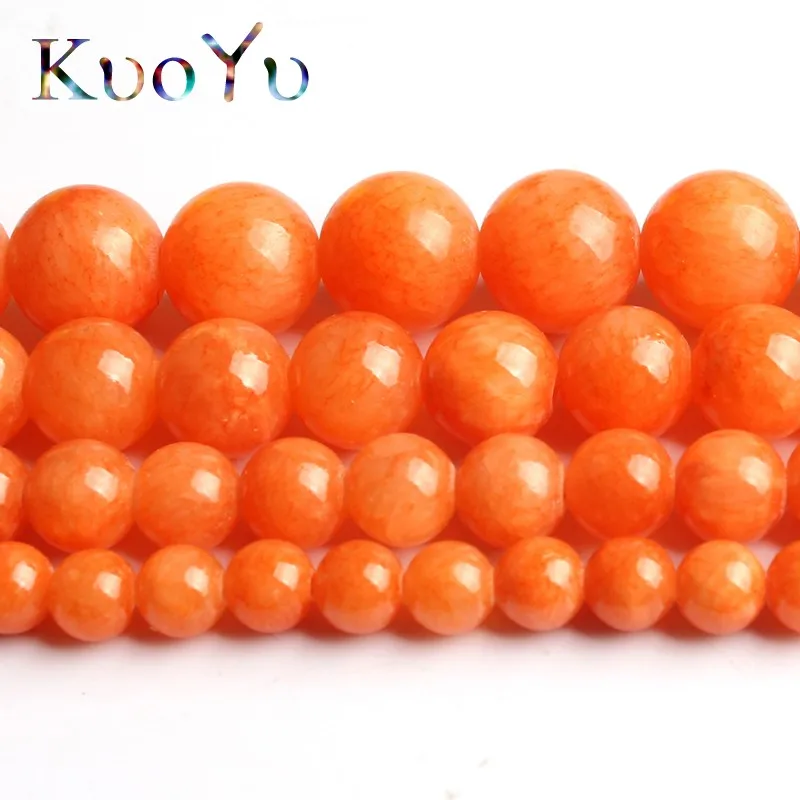Natural Orange Jades Chalcedony Stone Beads Round Loose Beads For Jewelry Making 15"Strand 6 8 10 12mm DIY Bracelet Necklace