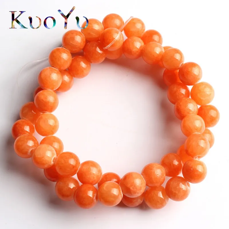 Natural Orange Jades Chalcedony Stone Beads Round Loose Beads For Jewelry Making 15"Strand 6 8 10 12mm DIY Bracelet Necklace