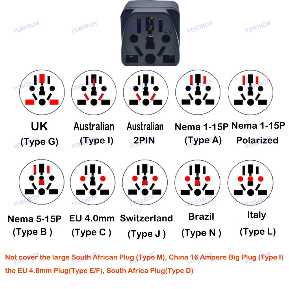 New Universal German Russia AU UK Kr EU to US AC Power Socket America Plug USA Travel Charger Japan Adapter Converter Type B 10A