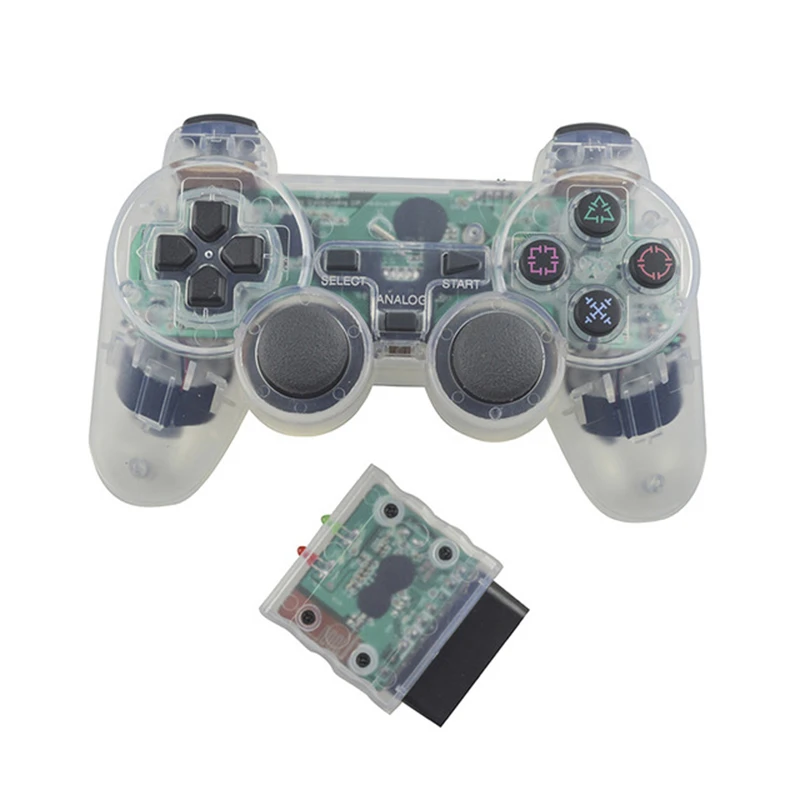 Transparent Color Bluetooth Wireless Gamepad Controller For PS2 2.4G Vibration Controle Compatible with Plastation 2 Joystick