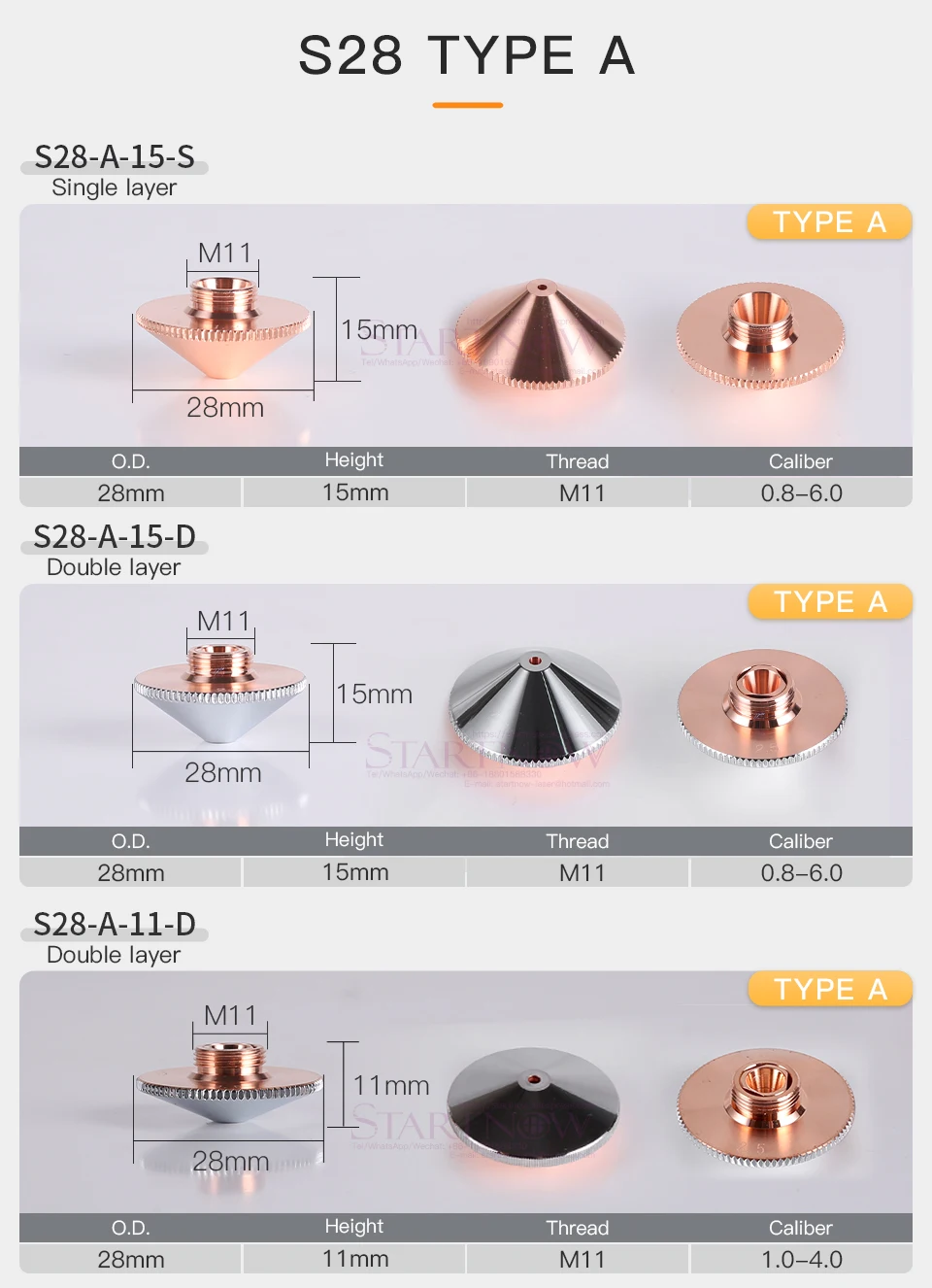 Startnow Laser Cutting Nozzle Single Double Layer For Precitec WSX Raytools CNC Fiber Laser Head Nozzle Cutting Welding Machine