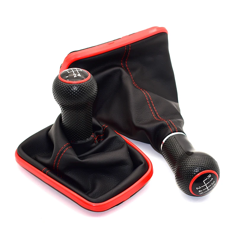 23mm 5 / 6 Speed Shifter Manual Gear Shift Knob Gaitor Boot for Volkswagen VW MK4 Golf 4 IV GTI R32 Jetta Bora Red Stitch