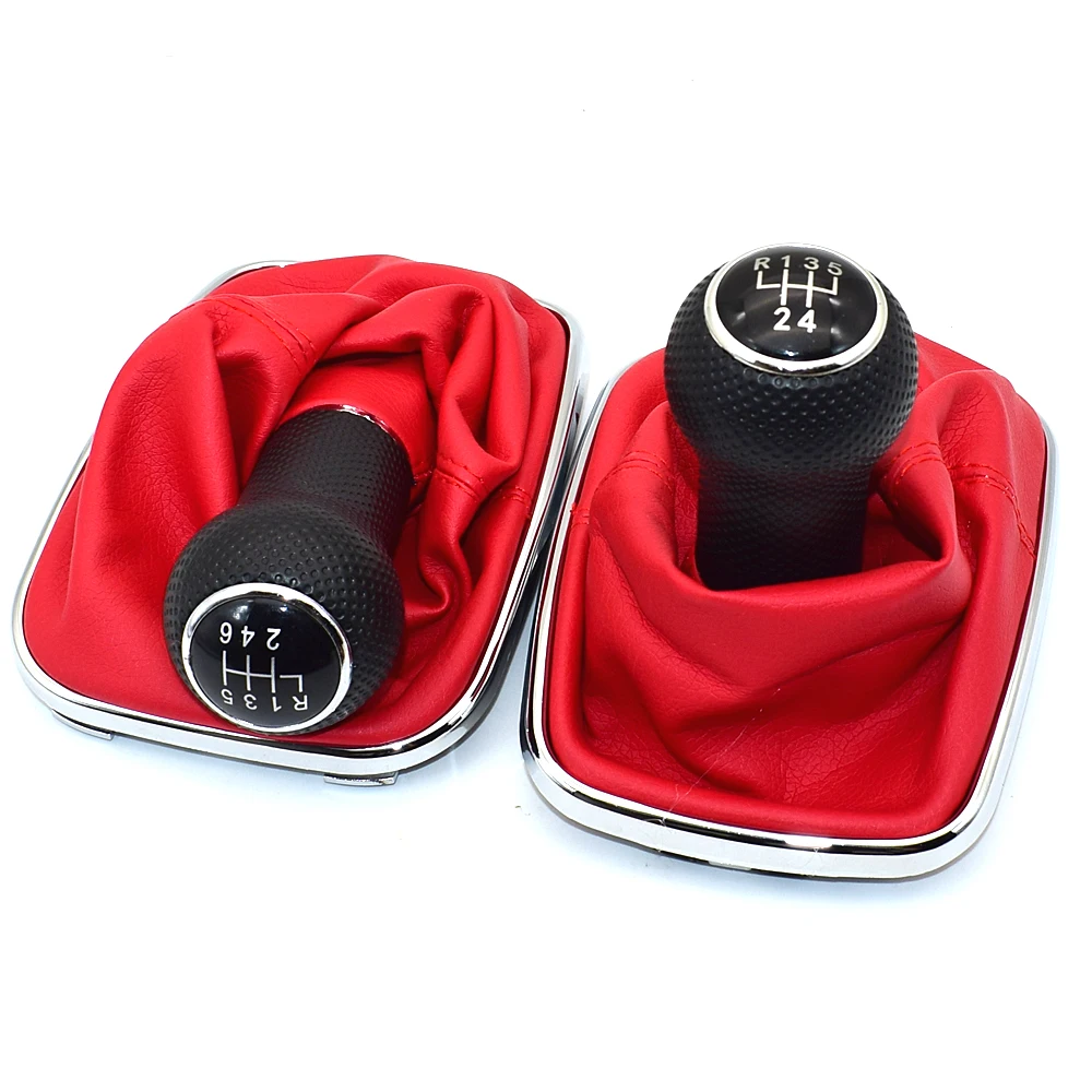 23mm 5 / 6 Speed Shifter Manual Gear Shift Knob Gaitor Boot for Volkswagen VW MK4 Golf 4 IV GTI R32 Jetta Bora Red Stitch