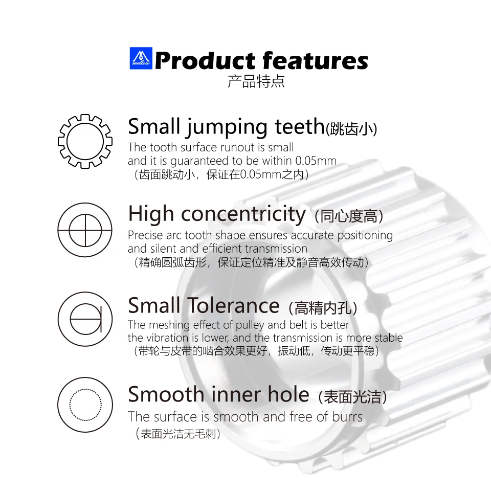Mellow 3D Printer GT2 Open Timing Belt Pulley 20 Teeth Bore 5mm for Width 6mm/9mm/10mm/12mm GT2 Synchronous Belt 2GT 20Teeth 20T