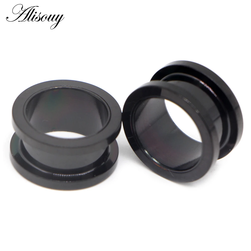 New 2pcs Colorful Anodized Stainless Steel Screw Fit Ear Flesh Tunnel Earring Plug Expander Body Jewelry Piercing Earlet Gauges