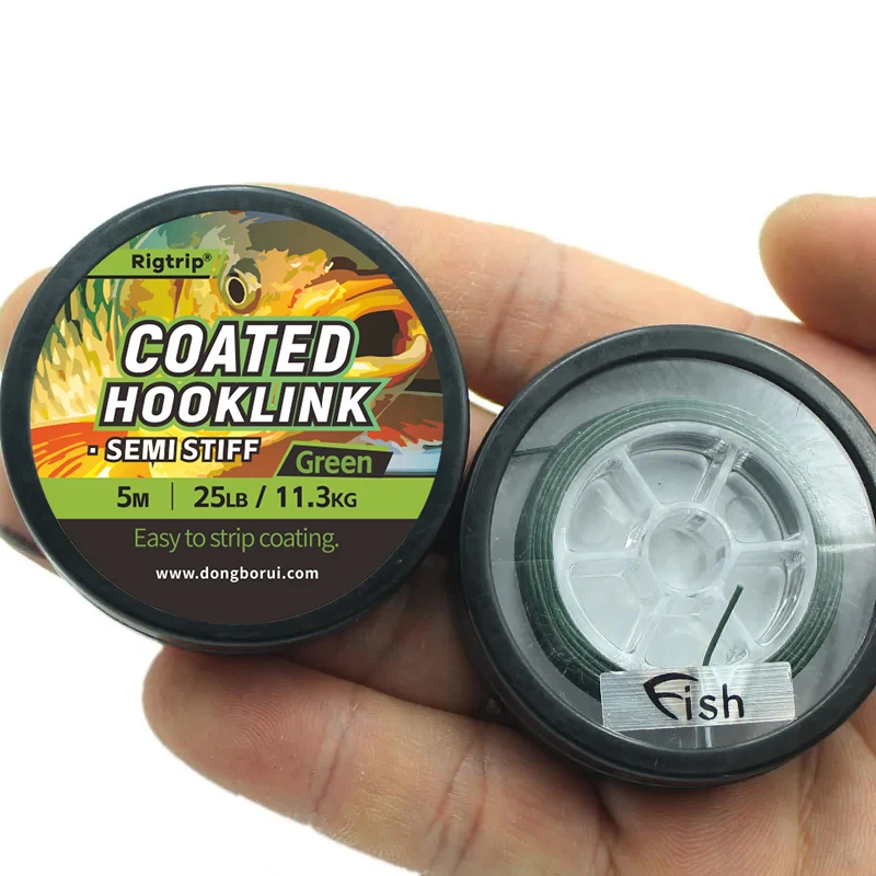 1PC 5m Carp Fishing Line Hook Link Carp Coated Hooklink Braid Line for Hair Rig 15IB 25IB 35IB Carp Coarse Fishing Tackle