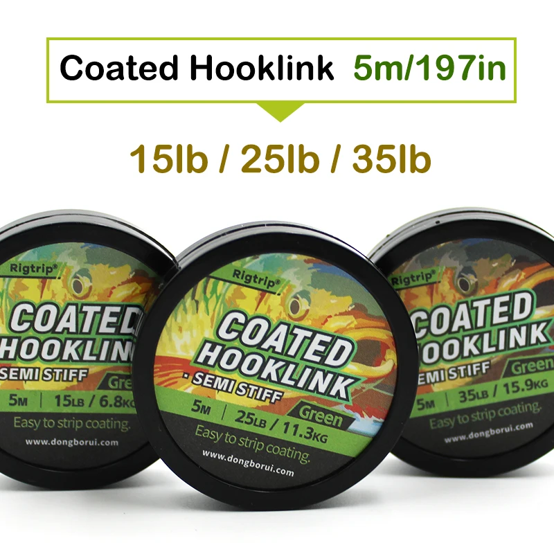 1PC 5m Carp Fishing Line Hook Link Carp Coated Hooklink Braid Line for Hair Rig 15IB 25IB 35IB Carp Coarse Fishing Tackle