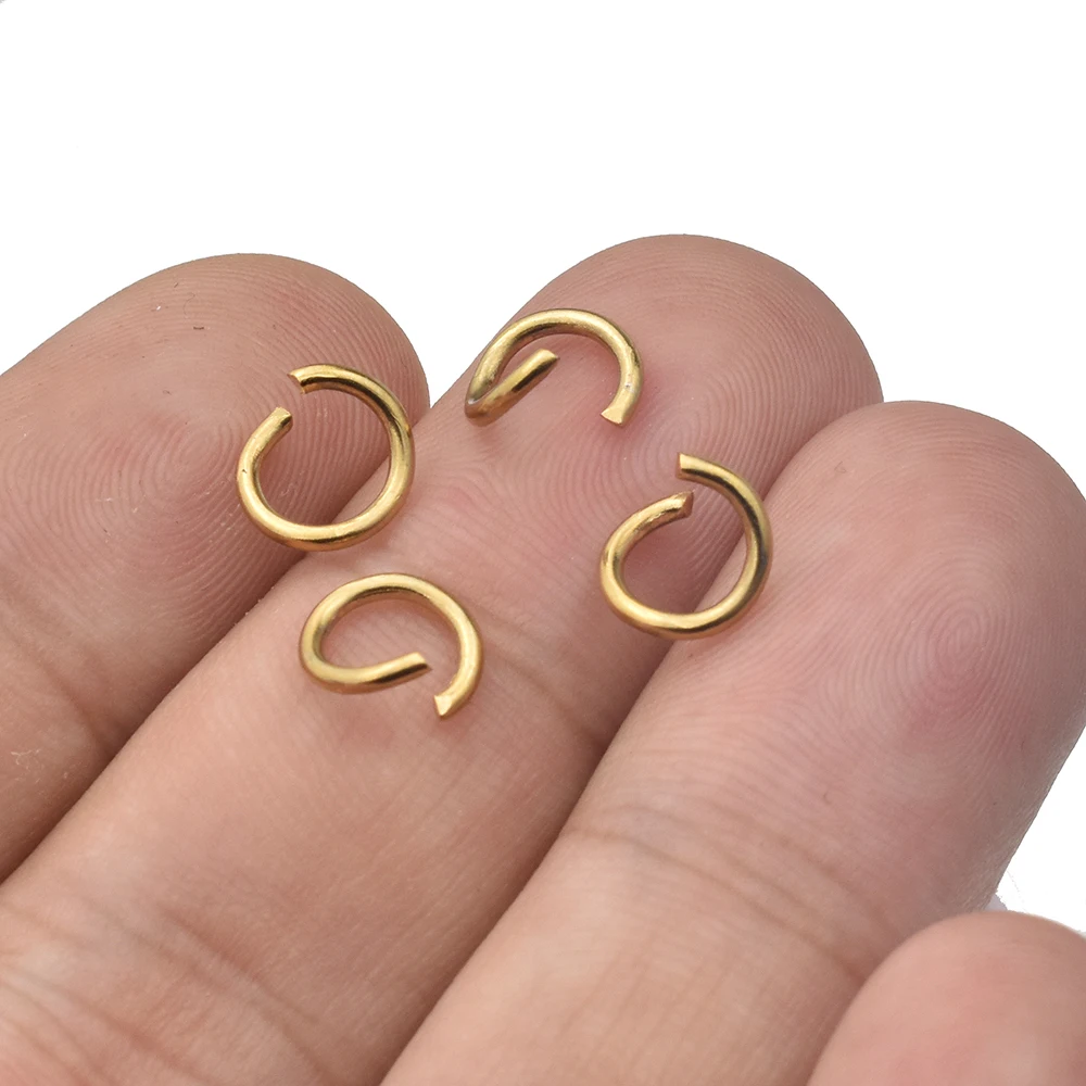 100pcs Pvd Gold Plated Stainless Steel Open Jump Rings Direct 4/5/6mm Split Rings Connectors for DIY Ewelry Findings Making