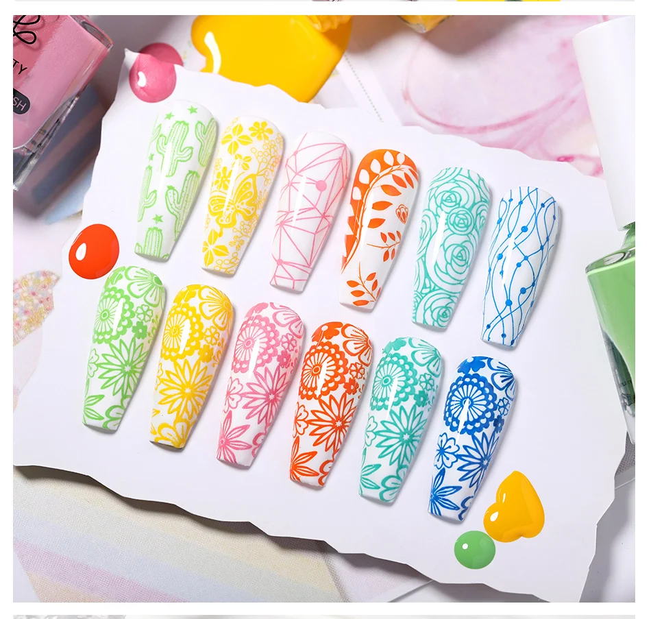 BORN PRETTY 10ml 25 Colors Nail Stamping Polish Nail Art Varnish with Peel Off Nail Latex Black White Colorful Stamp Polish