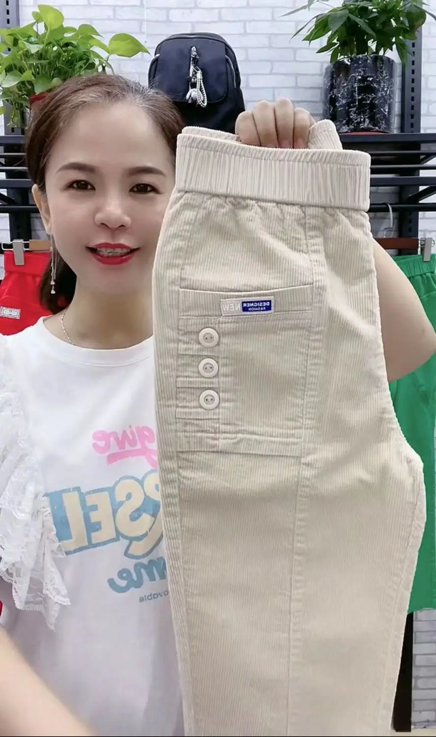 Women Warm Spring Winter Button Pockets Ruffles Vintage Big Large Plus Sizes Casual Party Fashion Loose Pant