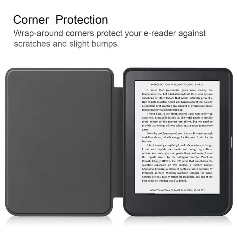 Auto Sleep/Wake 6 inch E-book Reader Case Shockproof Ultra Slim Funda Soft PU Leather Smart Folio Cover for KoBo Clara HD 2018