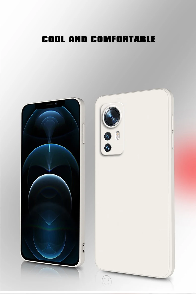 Luxury Cover for Xiaomi Mi 12 12S 12T Pro 12X Ultra Soft Square Liquid Silicone Mi 12 lite 5G Thin Lens Protection Square Case