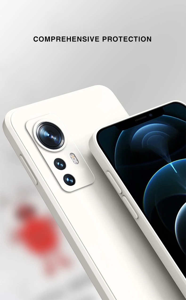 Luxury Cover for Xiaomi Mi 12 12S 12T Pro 12X Ultra Soft Square Liquid Silicone Mi 12 lite 5G Thin Lens Protection Square Case