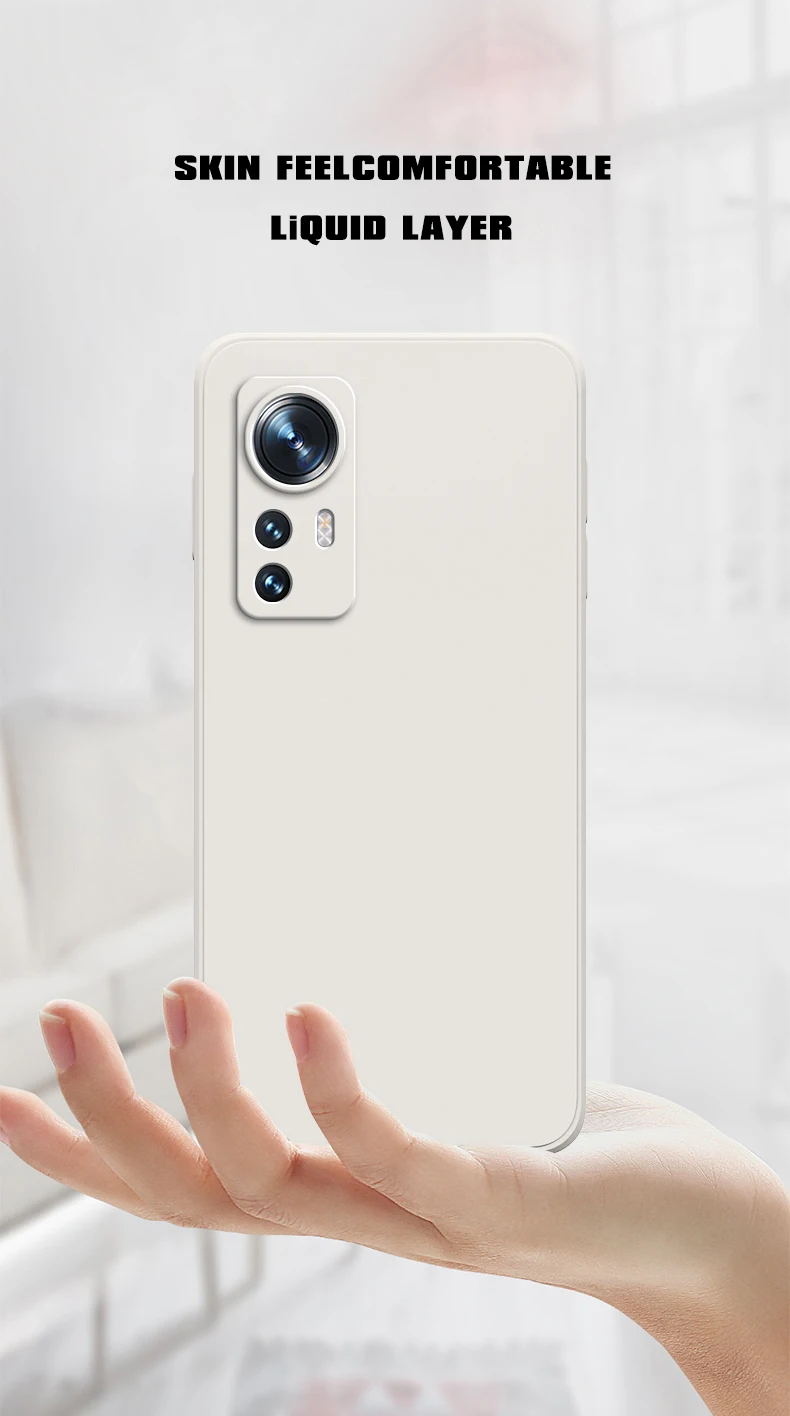 Luxury Cover for Xiaomi Mi 12 12S 12T Pro 12X Ultra Soft Square Liquid Silicone Mi 12 lite 5G Thin Lens Protection Square Case