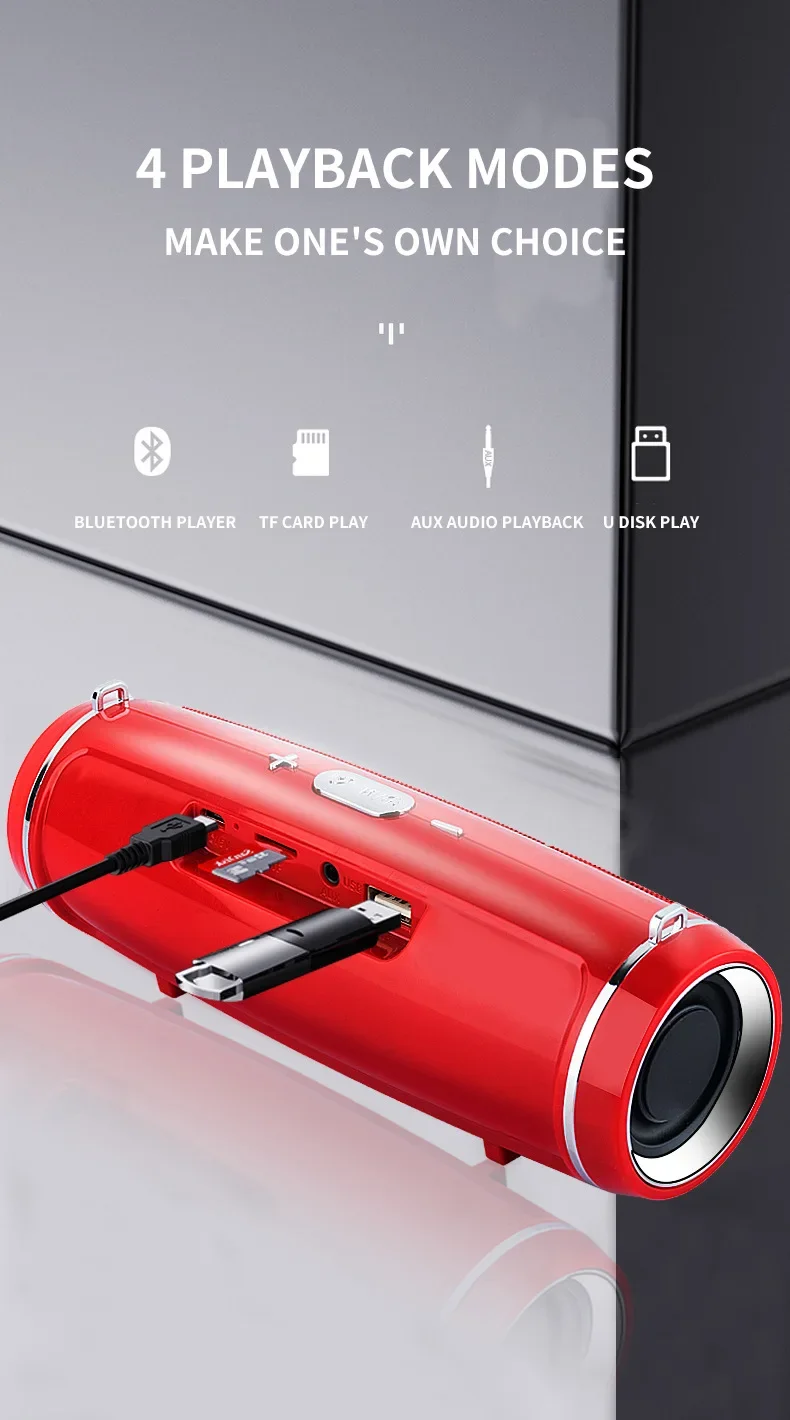 200W Portable Bluetooth Speaker IPX7 Waterproof Outdoor HIFI Pillar Speaker Subwoofer Stereo Speaker FM Radio TF Boom Box