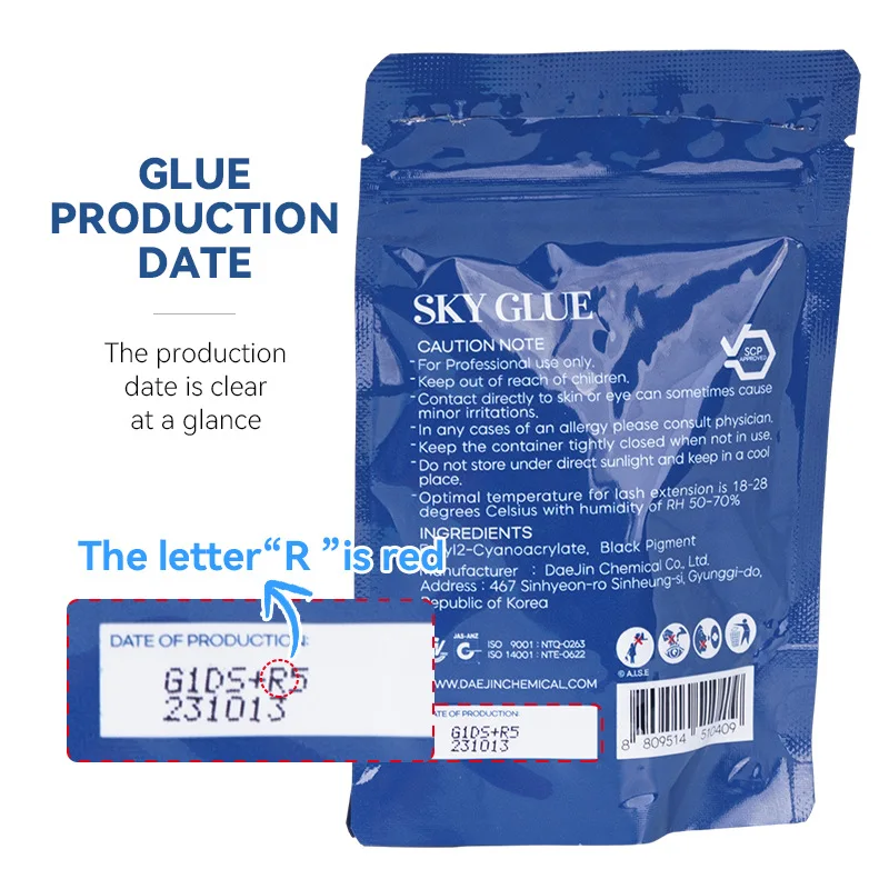 5ml Korean Original Sky Glue S Plus Black Red Blue White Cap Lash Adhesive Low Irritation Quick Drying Eyelash Extension Glue