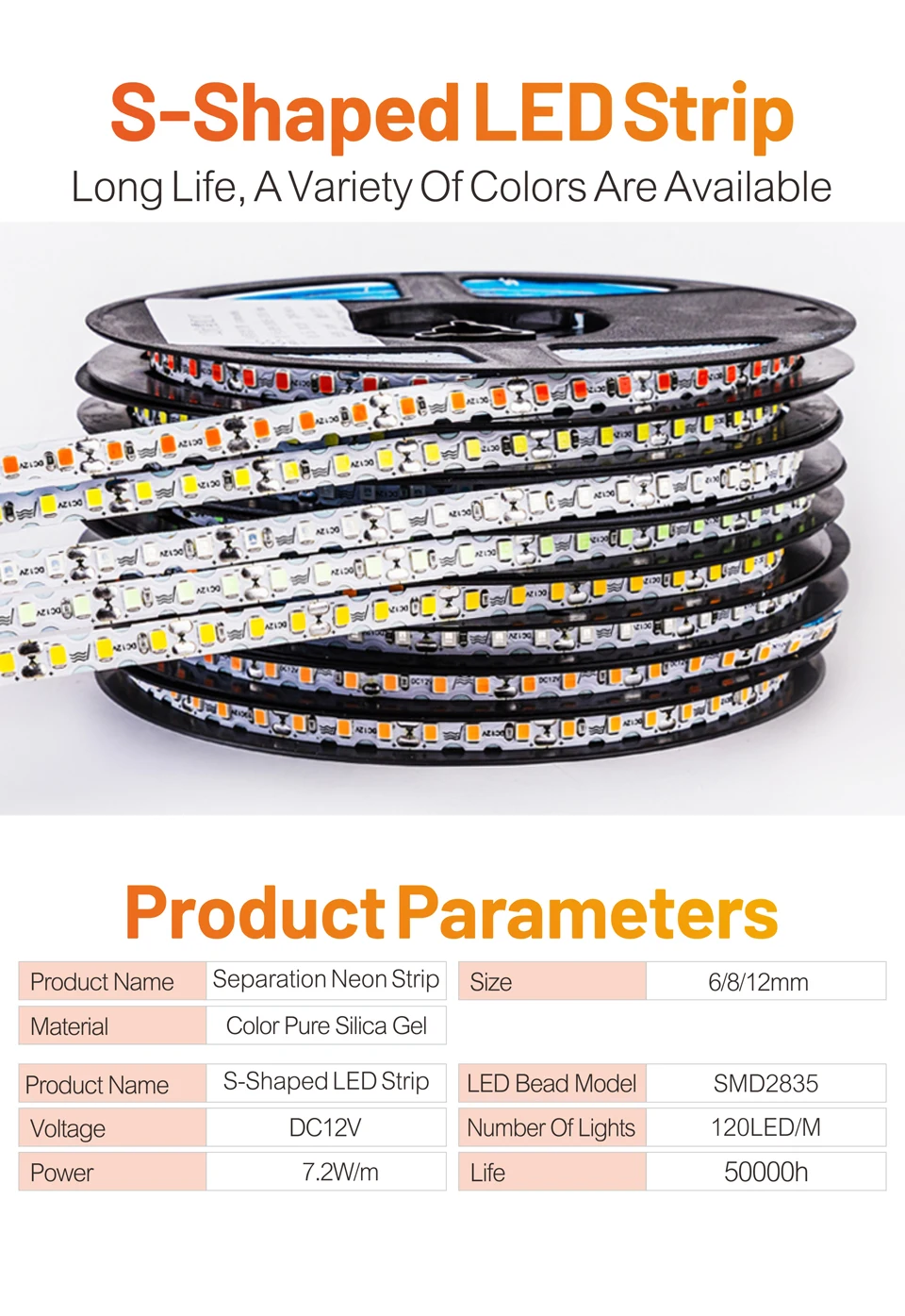 6/8mm 5M/Rolls DIY Separate Silicone Neon Strip 120Leds S-Bendable Newly Flexible Led Tape For LED Neon Sign Waterproof IP67