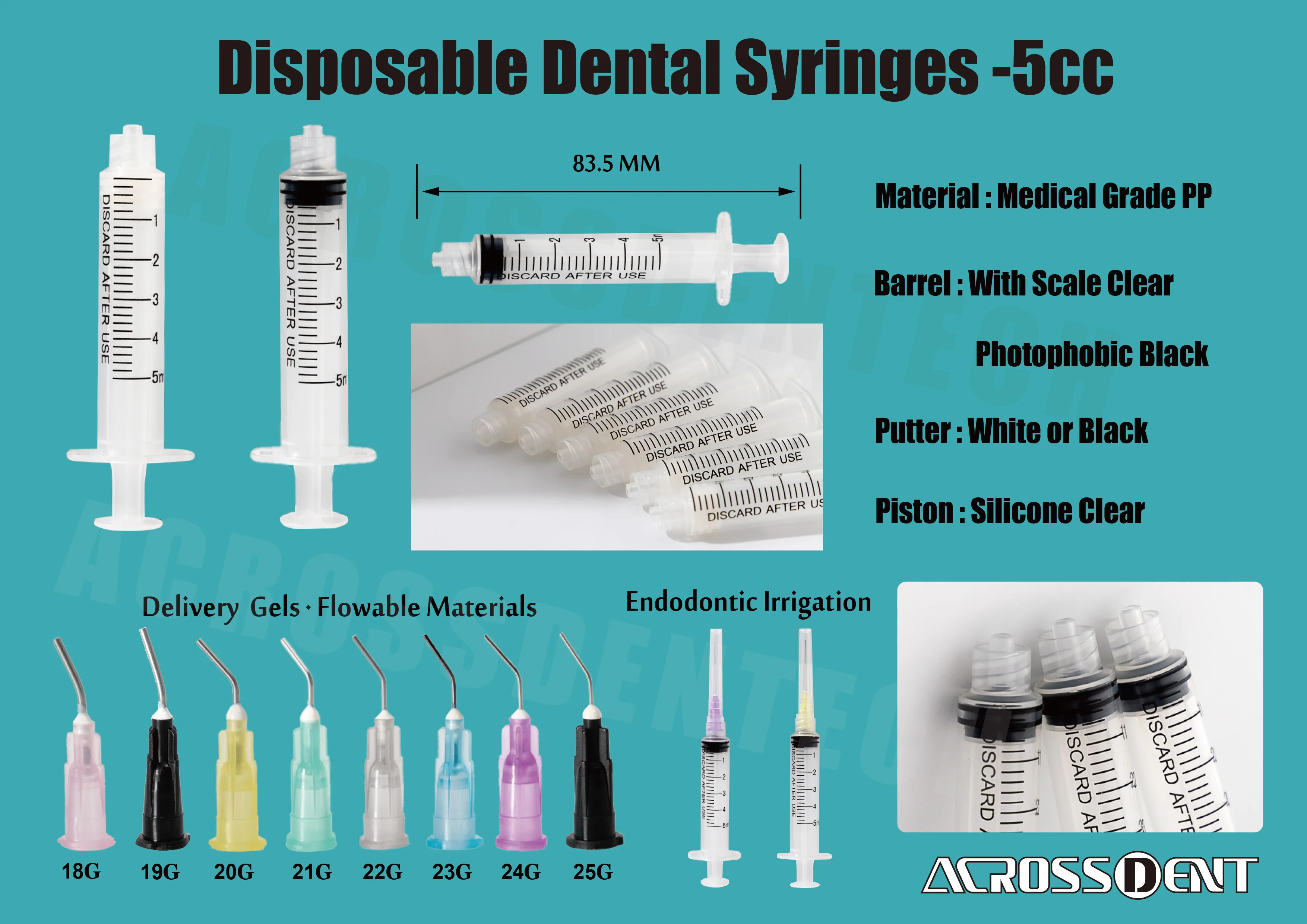 Dental Syringe Dentist Delivery Syringe Plastic Irrigation Syringe Dentristriy Material for Etching Gels paste composite sealer
