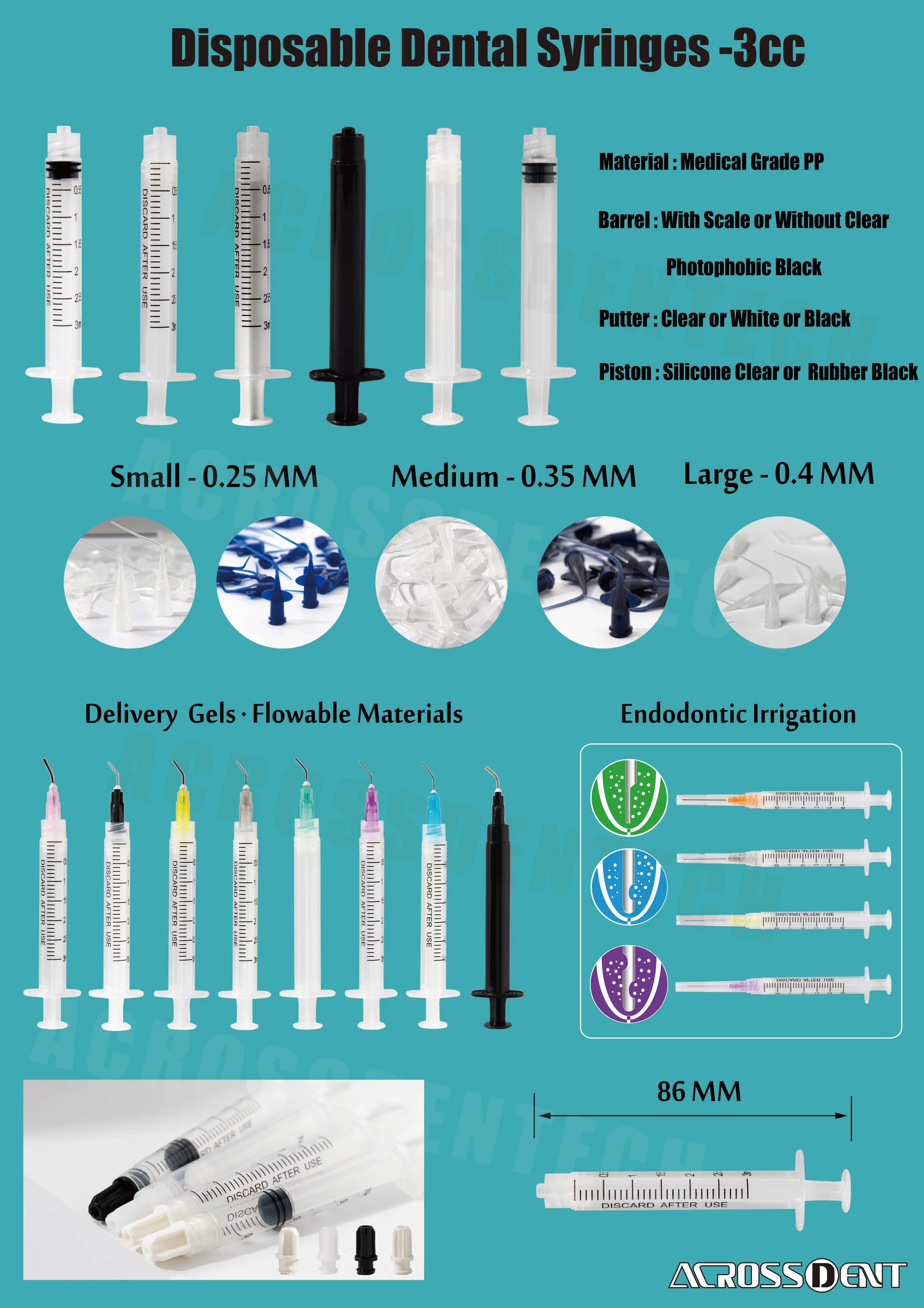 Dental Syringe Dentist Delivery Syringe Plastic Irrigation Syringe Dentristriy Material for Etching Gels paste composite sealer
