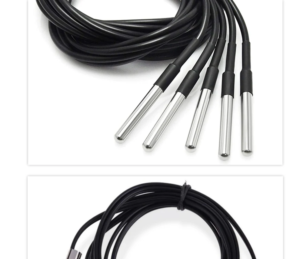 DS18b20 Stainless Steel Waterproof 1/2/3m Thread Temperature Probe Temperature Sensor 18B20 Cable For Arduino