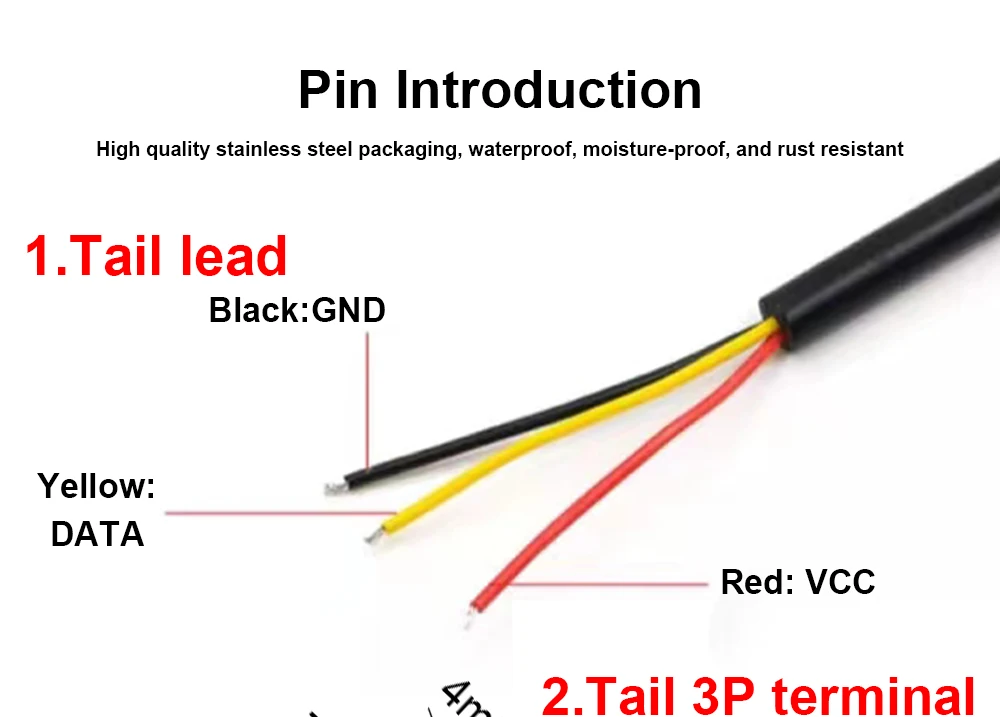 DS18b20 Stainless Steel Waterproof 1/2/3m Thread Temperature Probe Temperature Sensor 18B20 Cable For Arduino