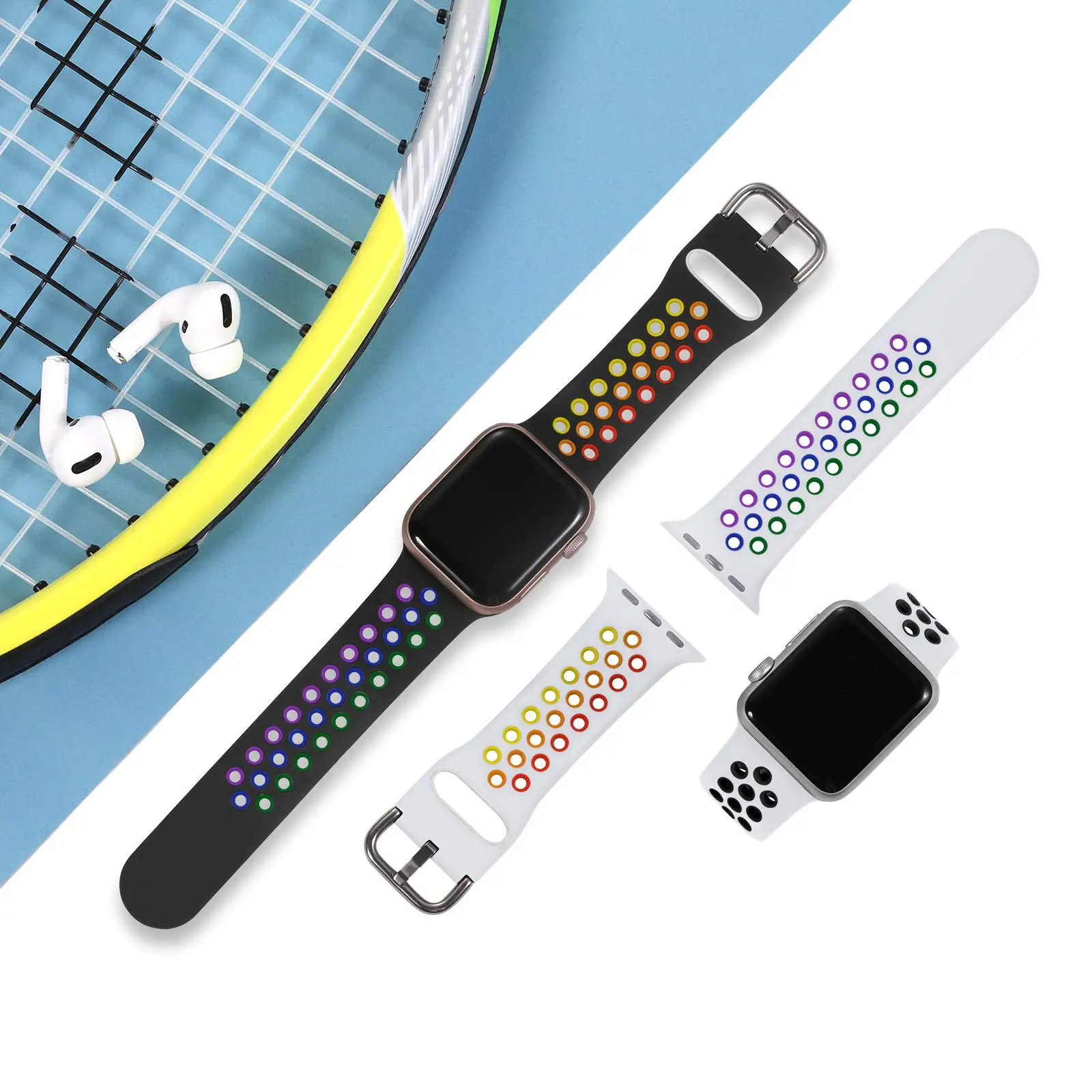 Silicone Breathable Strap for Apple Watch 7 8 45mm 41mm 40 44 38 42mm for Nike Sport Band iWatch Serie SE 6 Ultra 49mm Bracelet