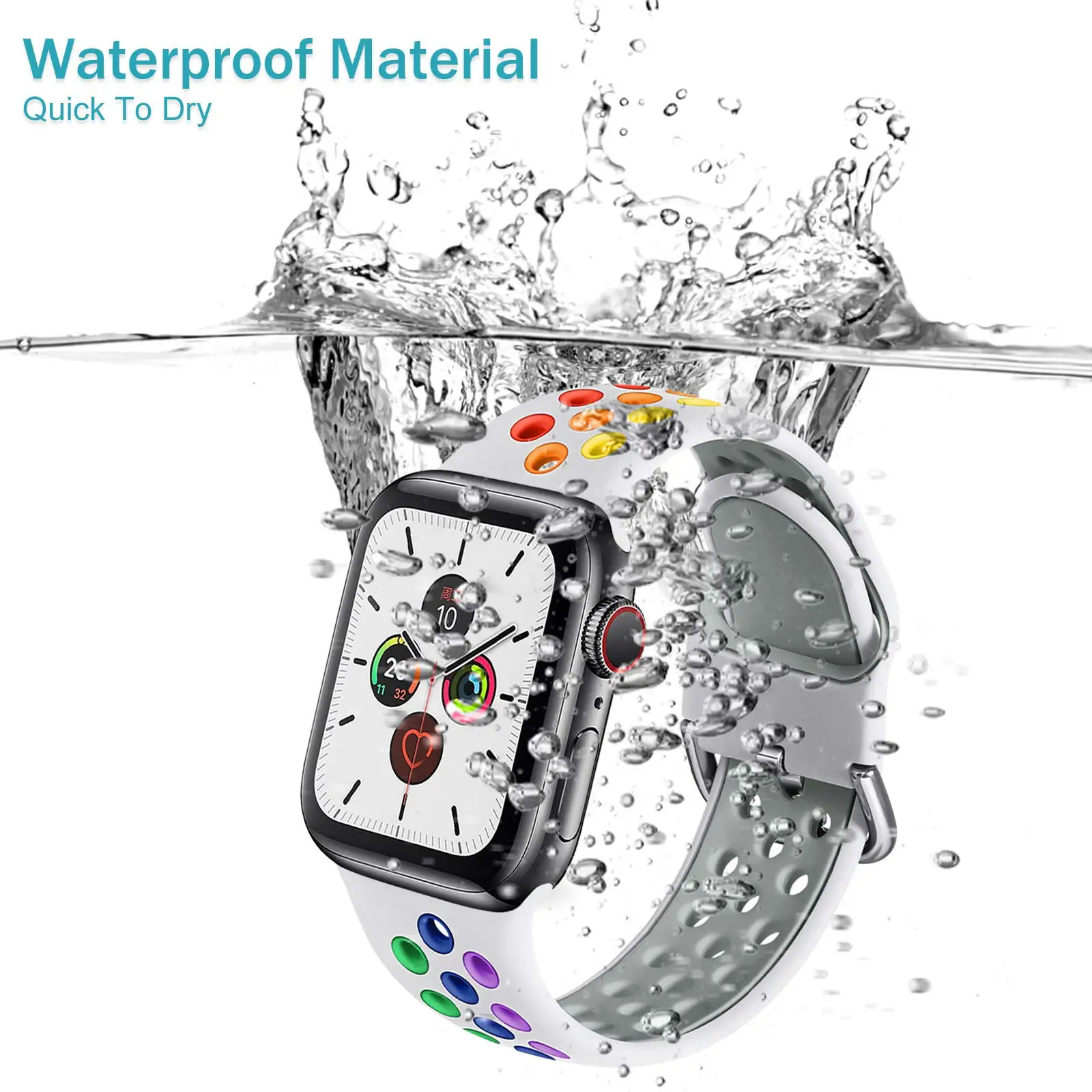 Silicone Breathable Strap for Apple Watch 7 8 45mm 41mm 40 44 38 42mm for Nike Sport Band iWatch Serie SE 6 Ultra 49mm Bracelet