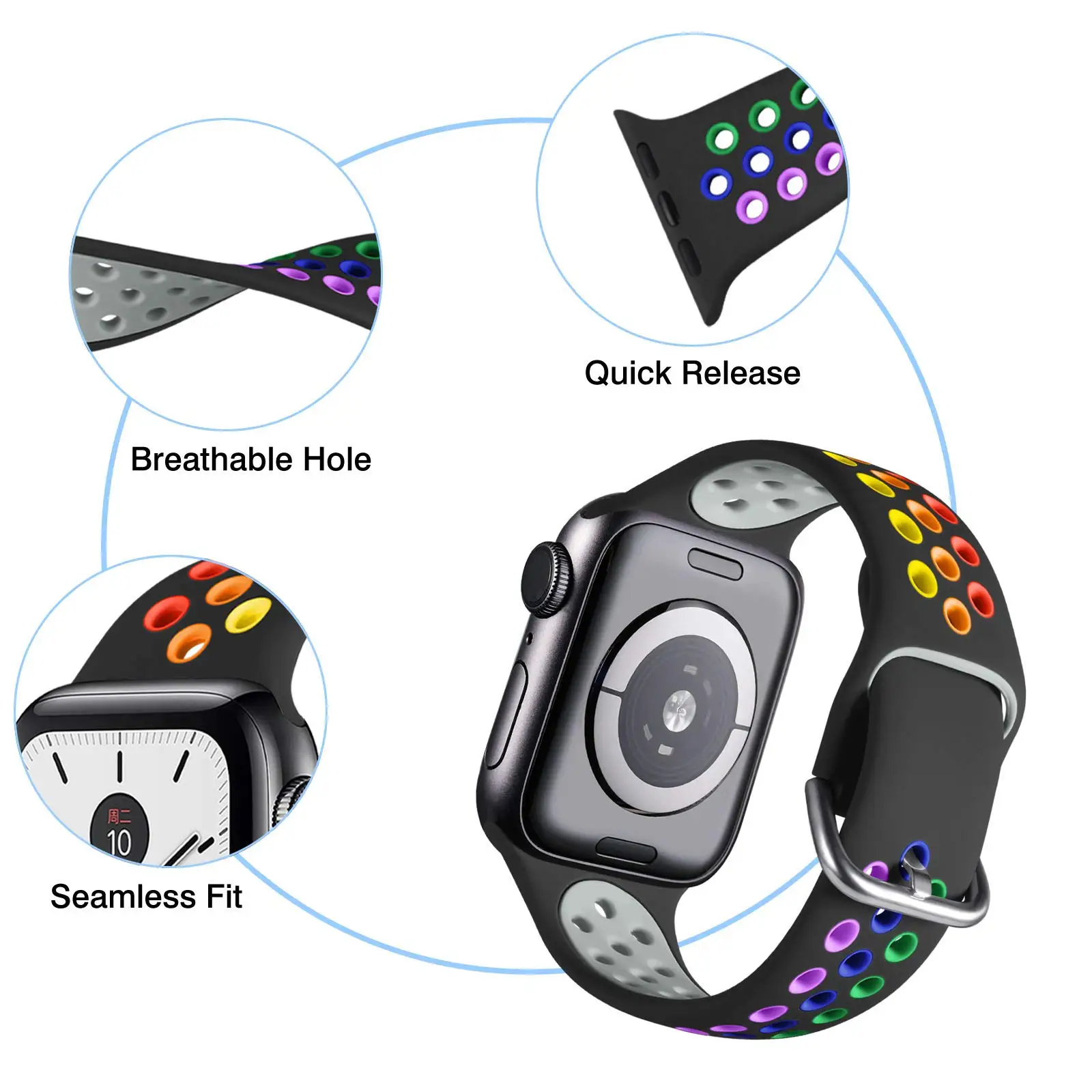 Silicone Breathable Strap for Apple Watch 7 8 45mm 41mm 40 44 38 42mm for Nike Sport Band iWatch Serie SE 6 Ultra 49mm Bracelet
