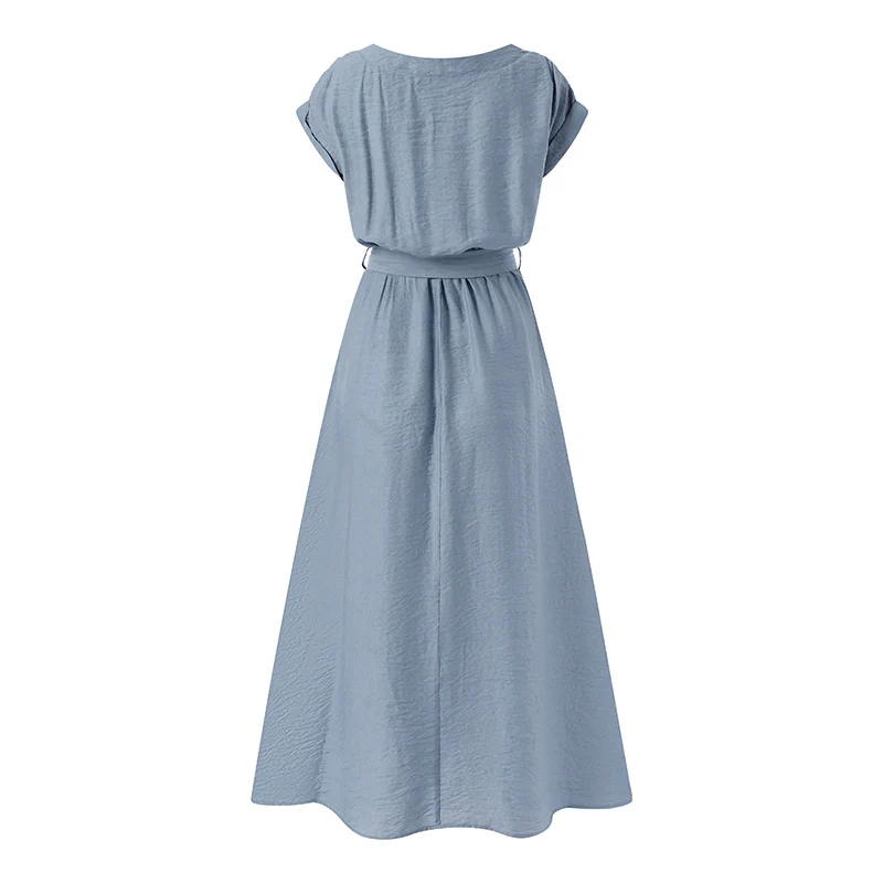 2025 ZANZEA Women Fashion Short Sleeve Dress Summer Elegant Party Vestidos Casual Mid-calf Sundress Femme Vintage OL Robe Kaftan