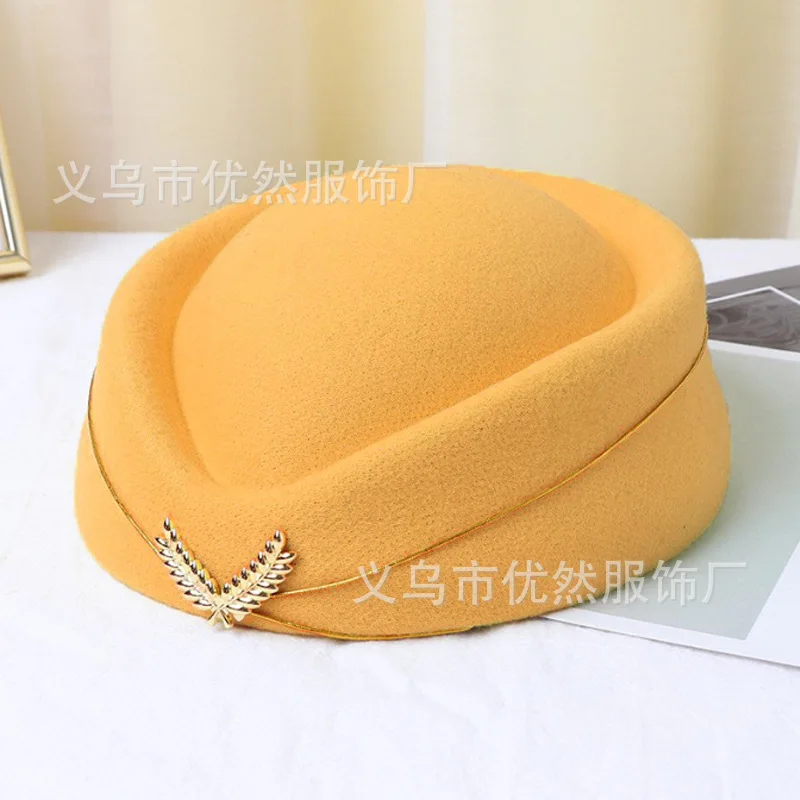 Stewardess Hat Lady Cap Beret Hat Front Desk Ceremonial Hat Snare Drum B British Stage Performance Hat