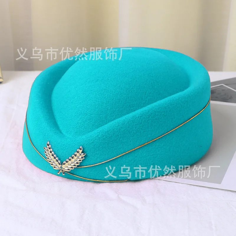Stewardess Hat Lady Cap Beret Hat Front Desk Ceremonial Hat Snare Drum B British Stage Performance Hat