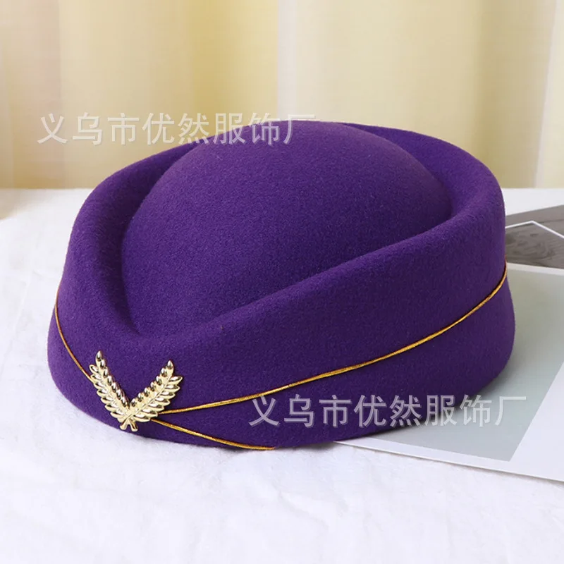 Stewardess Hat Lady Cap Beret Hat Front Desk Ceremonial Hat Snare Drum B British Stage Performance Hat