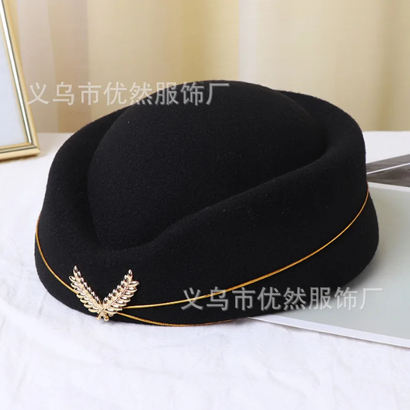 Stewardess Hat Lady Cap Beret Hat Front Desk Ceremonial Hat Snare Drum B British Stage Performance Hat