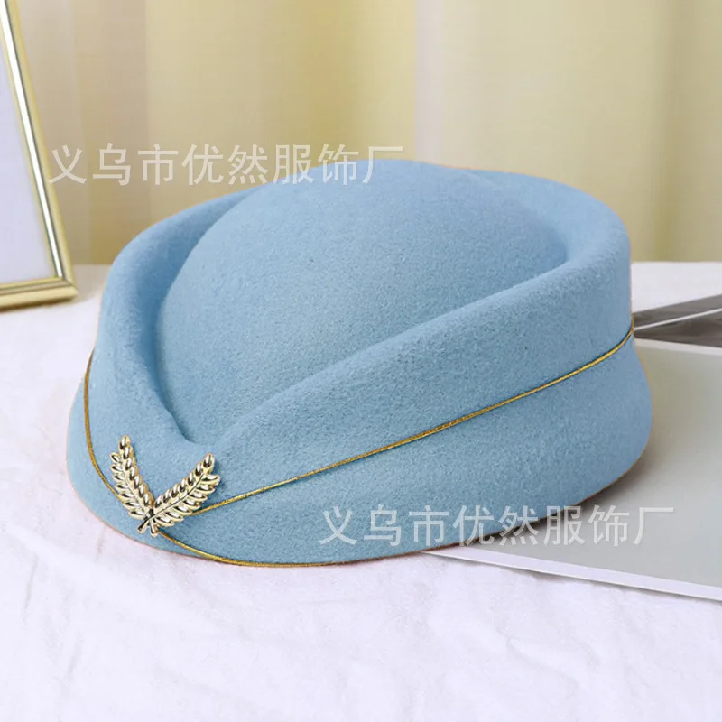 Stewardess Hat Lady Cap Beret Hat Front Desk Ceremonial Hat Snare Drum B British Stage Performance Hat