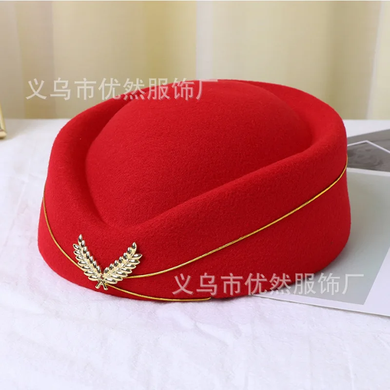 Stewardess Hat Lady Cap Beret Hat Front Desk Ceremonial Hat Snare Drum B British Stage Performance Hat