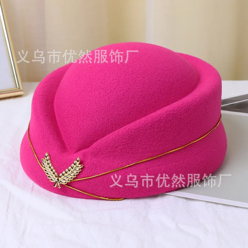 Stewardess Hat Lady Cap Beret Hat Front Desk Ceremonial Hat Snare Drum B British Stage Performance Hat