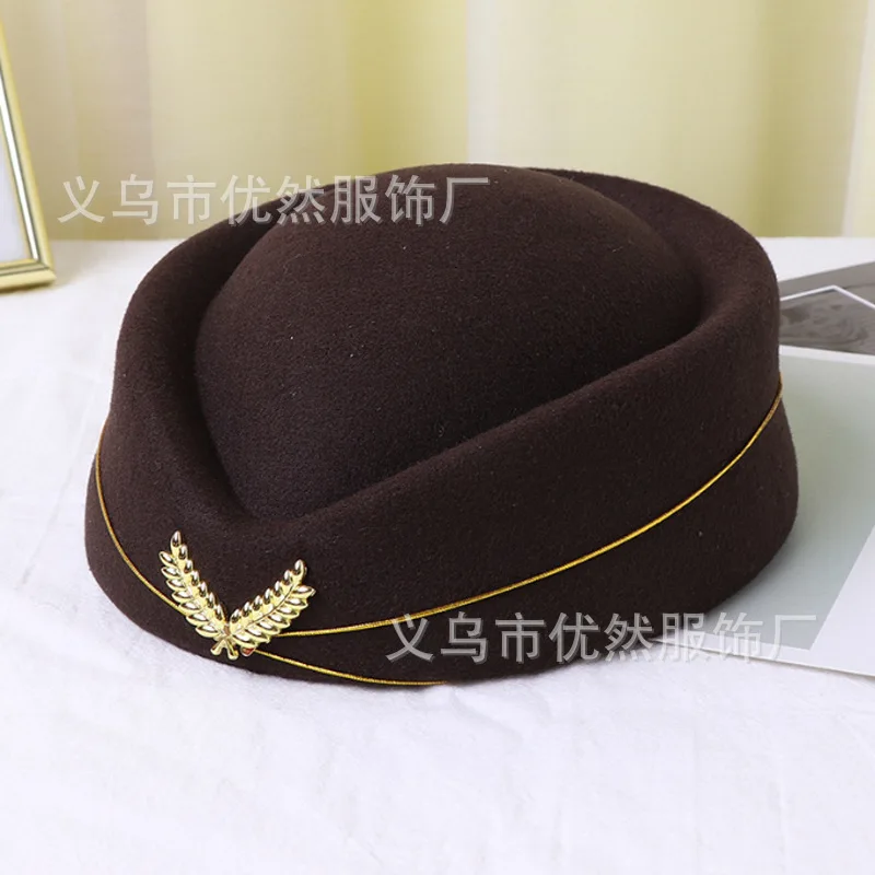 Stewardess Hat Lady Cap Beret Hat Front Desk Ceremonial Hat Snare Drum B British Stage Performance Hat