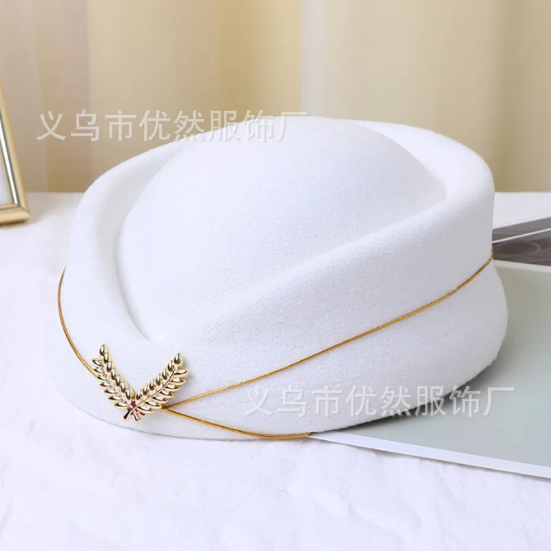 Stewardess Hat Lady Cap Beret Hat Front Desk Ceremonial Hat Snare Drum B British Stage Performance Hat