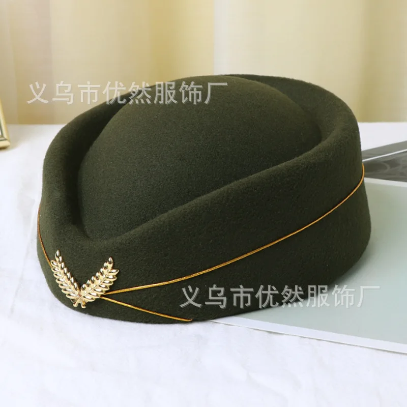 Stewardess Hat Lady Cap Beret Hat Front Desk Ceremonial Hat Snare Drum B British Stage Performance Hat